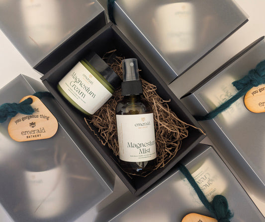 Magnesium Magic Gift Set – Cream & Mist Duo in Olive Glass