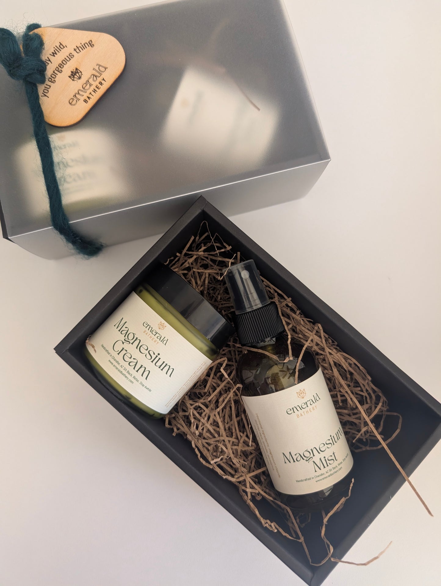 Magnesium Gift Set – Magnesium Cream & Mist Duo in Olive Glass